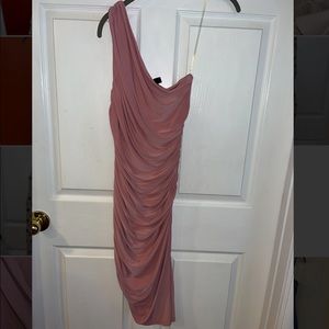Windsor light pink one shoulder dress with ruching